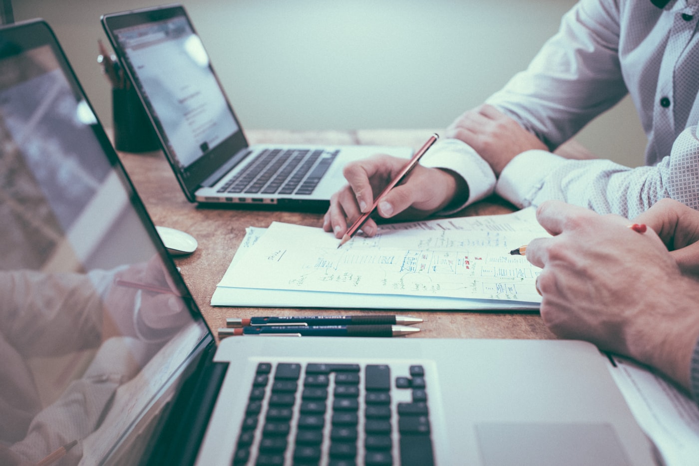 Buyer reviewing a business acquisition file